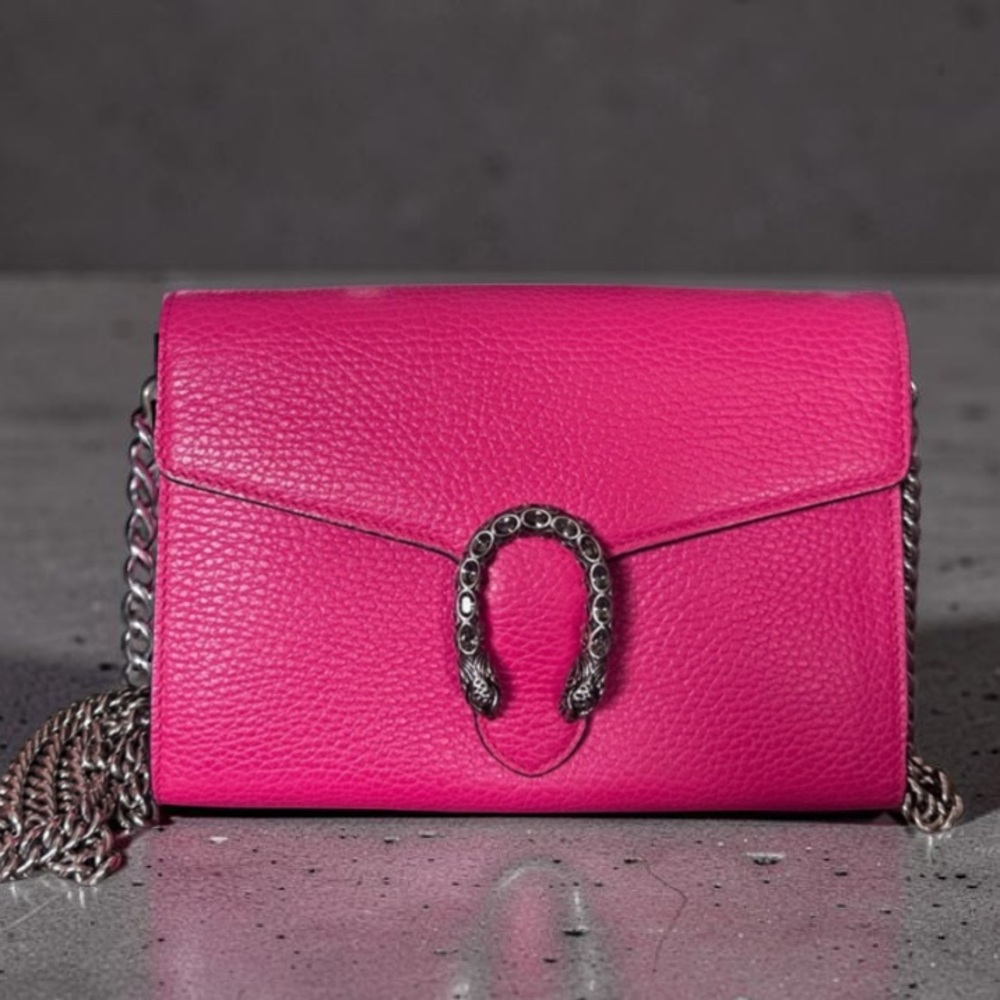 Gucci Dionysus Hot Pink Leather Crossbody with Crystals